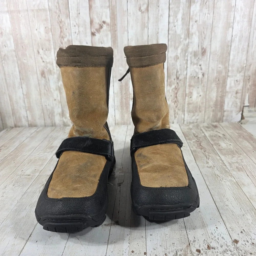 Cabelas Mens Winter Snow Boots‎ Tan Suede Shearling Lined 8M Waterproof Shell